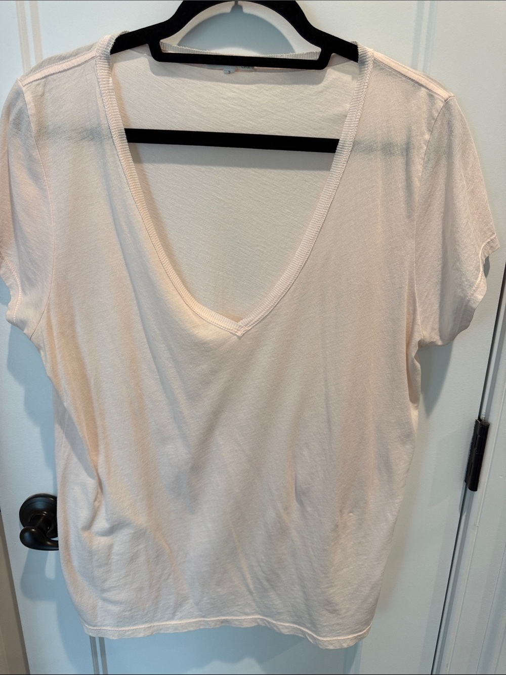Skin- Short V-Neck Women's Tee in Light Pink (euro 3)